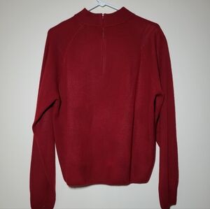 70s Style Red Acrylic Half-Zip Sweater